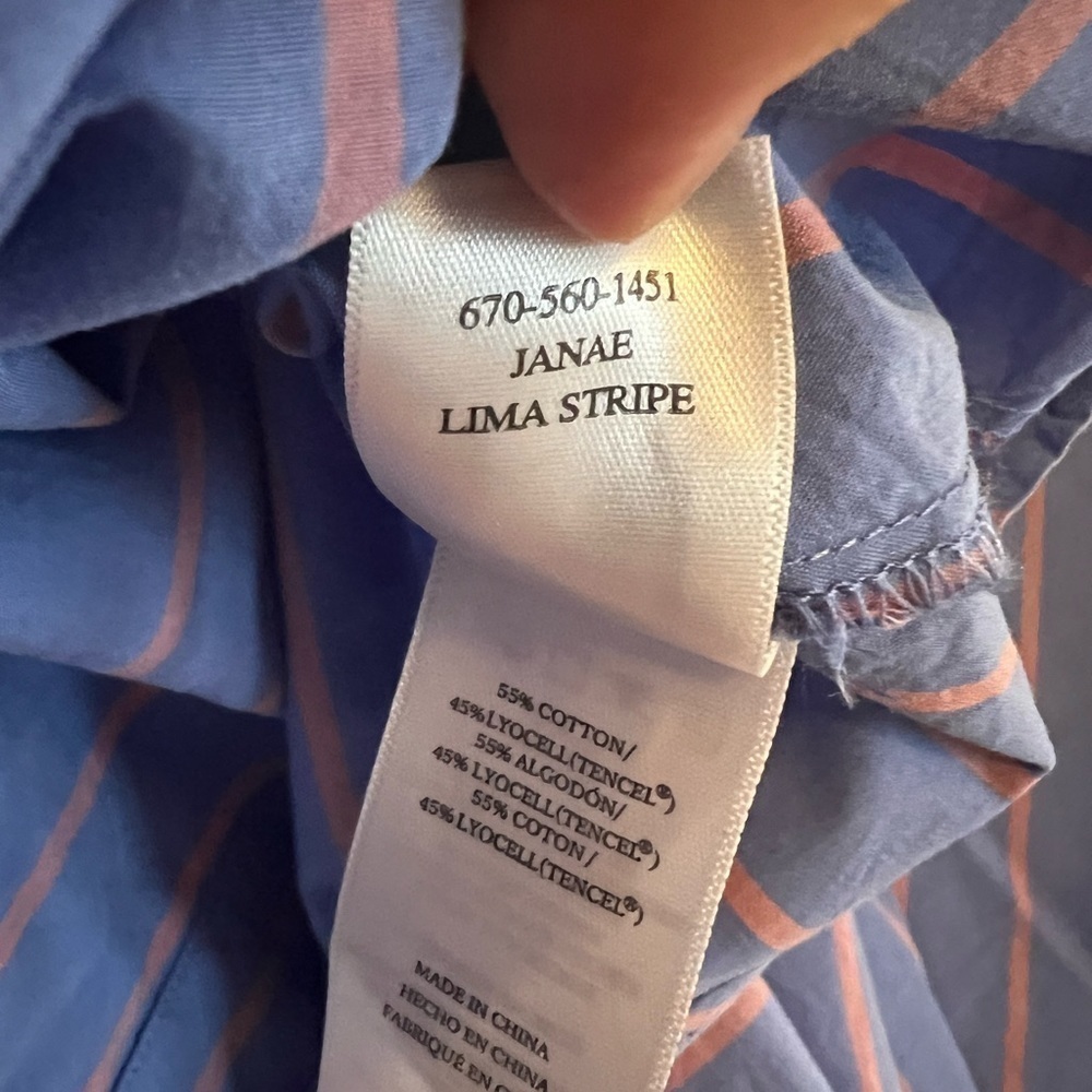 Rails | Blue Button Down Puff Sleeve Janae in Lima Stripe Sz M - Picture 8 of 12